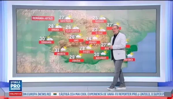 Temperaturi ridicate, dar si ploi seara, in jumatatea sudica a tarii. Prognoza pentru finalul de saptamana