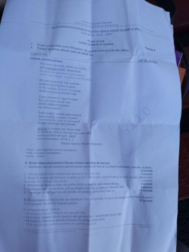 Evaluare Nationala 2017