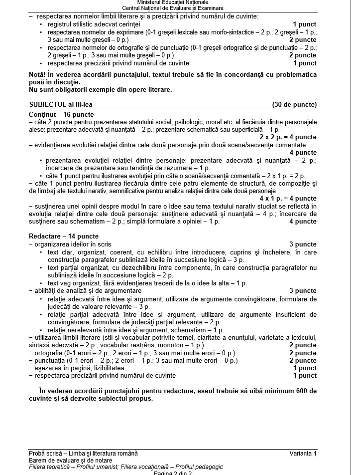 BAREM la romana, BAC 2017, profil UMAN: