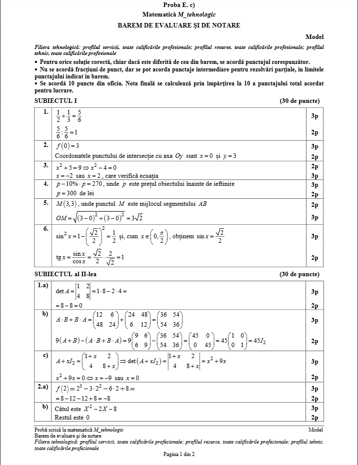 barem 2017 matematica model tehnologic 1