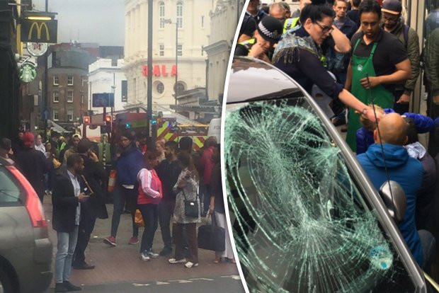 O masina a urcat pe trotuar si a lovit un pieton in apropiere de gara londoneza King's Cross. FOTO