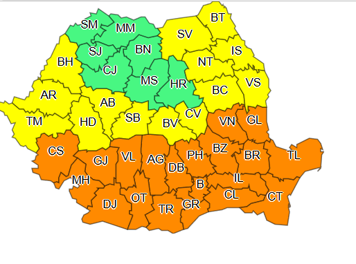 COD ROSU de canicula anuntat de ANM in 20 de judete din tara, sambata. In plin soare, temperaturile vor fi de 59 de grade