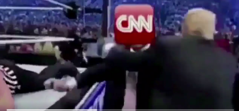 Trump, atac incredibil la adresa CNN. Presedintele SUA a postat un clip in care tranteste la pamant si loveste sigla postului