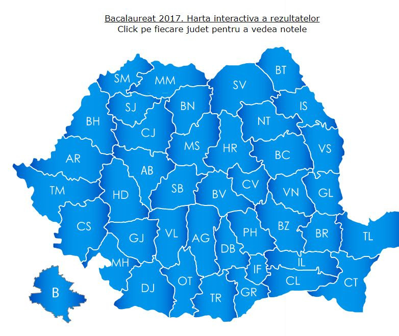 REZULTATE FINALE BAC 2017. 72,9%, rata finala de promovabilitate. Harta interactiva cu notele pe judete