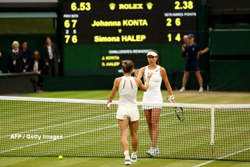 Halep-Konta, in "sferturi" la Wimbledon 7-6 (2), 6-7 (5), 4-6. Simona a ratat sansa de a deveni noul numar 1 mondial