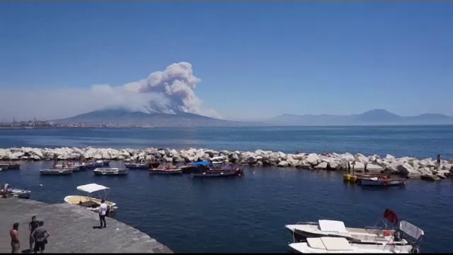 Un incendiu de vegetatie face ravagii pe versantii vulcanului Vezuviu, langa Napoli. Atentionarea primita de turisti