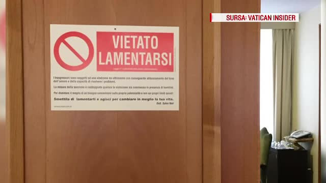 Afisul cu care Papa Francisc isi intampina de acum vizitatorii: "Lamentarea este interzisa!"