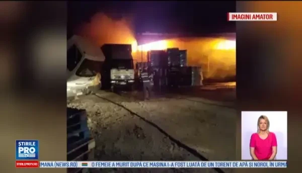 Incendiu la un depozit de băuturi alcoolice şi răcoritoare din Slatina