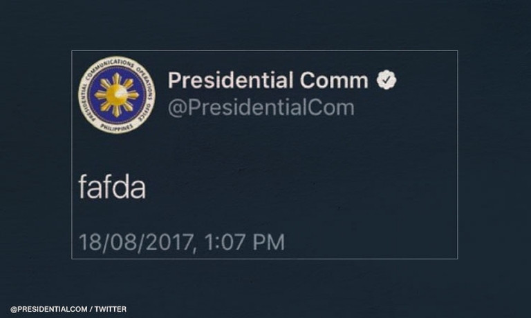 Mesaj bizar pe Twitter al președinției statului Filipine: ”fafda”