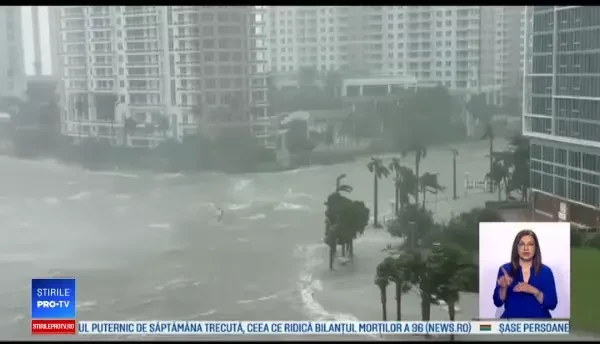 Peisajul sumbru lăsat în urmă de uraganul Irma. Pagubele sunt însemnate