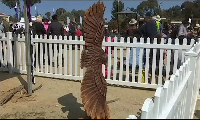 Artista care sculptează cu drujba