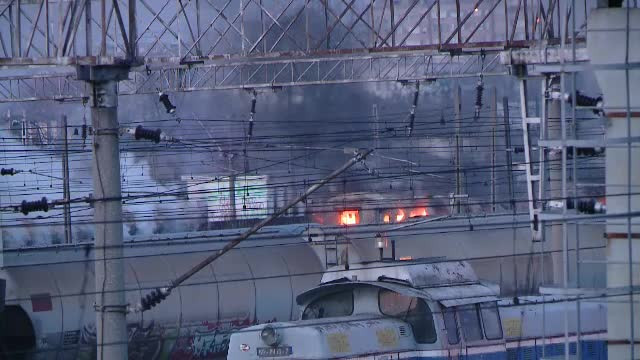 tren care a luat foc