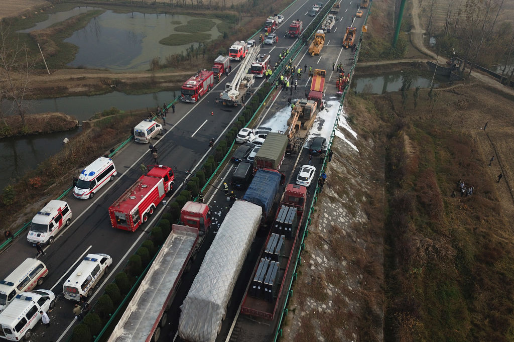 Carambol pe o autostrada din China