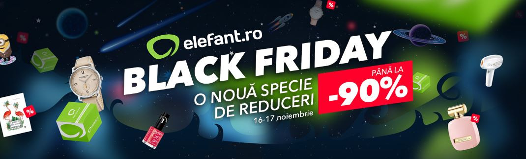 elefant.ro Black Friday 2017. Parfumuri reduse cu peste 70%, cărți și mașini la ofertă!