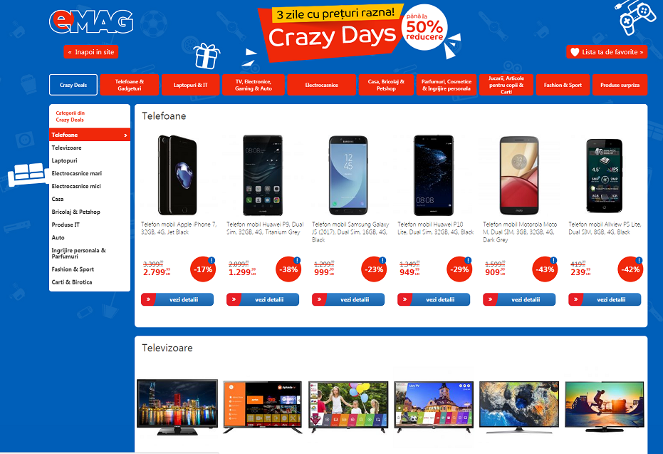 eMAG Crazy Days 2017. Promoţiile continuă şi după Black Friday