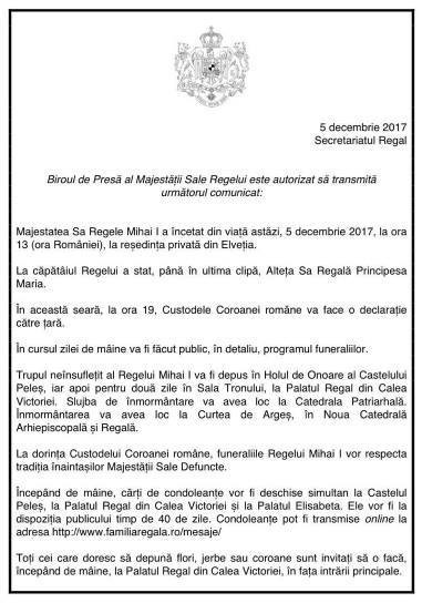 Regele Mihai a murit