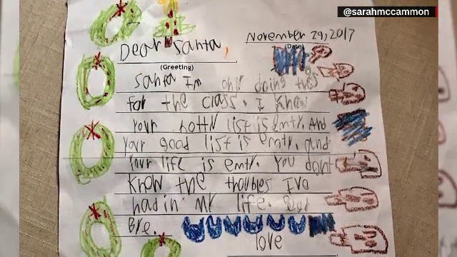 Mesajul unui băiețel către Moș Crăciun: „Știu că viața ta e goală”