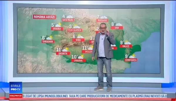 Vremea 7 decembrie 2017. Joi, maxime între 2 și 12 grade cu ploi sporadice