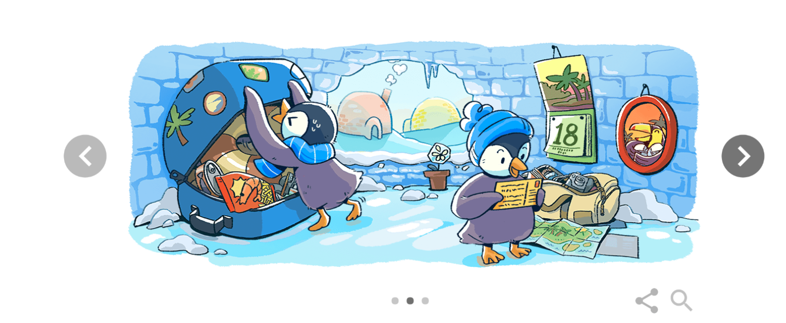 Google marchează venirea sărbătorile de iarnă printr-o serie interactivă de doodle-uri