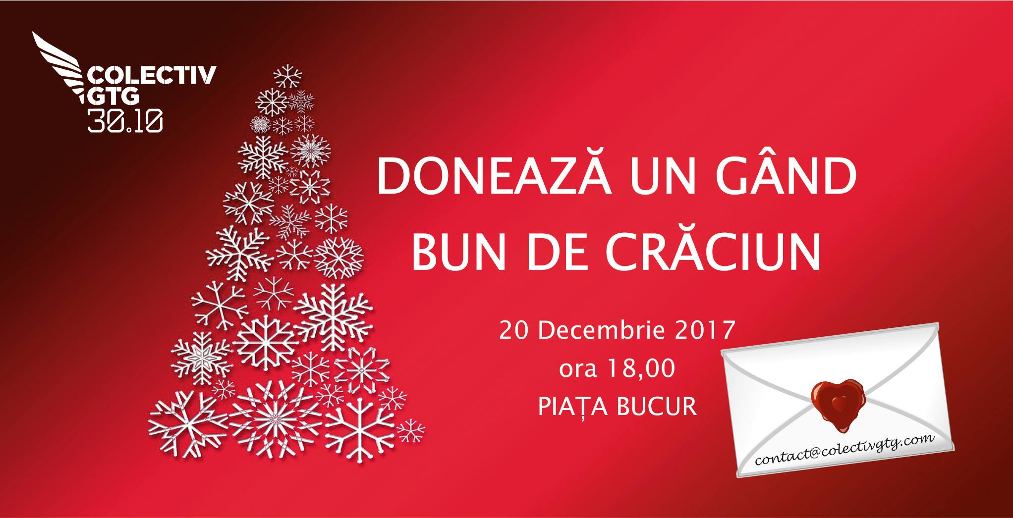 Asociația Colectiv GTG 3010: Donează un gând bun de Crăciun, miercuri, 20 decembrie