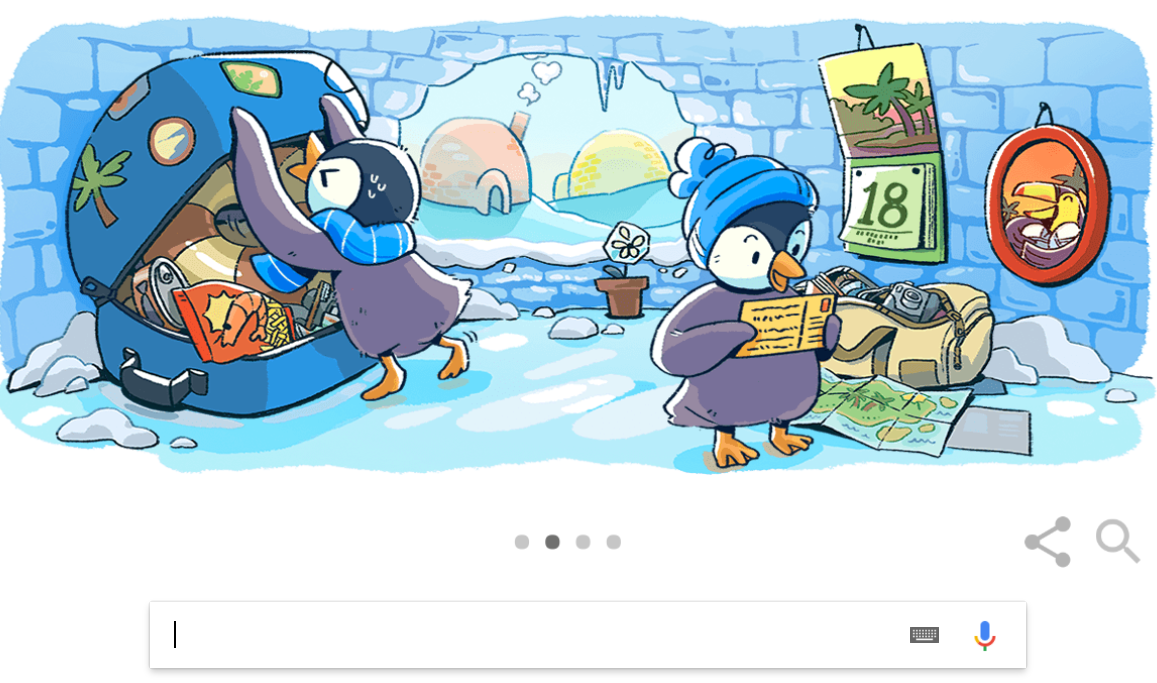 Google sărbătorește Crăciunul printr-un Doodle special, format din patru imagini. FOTO