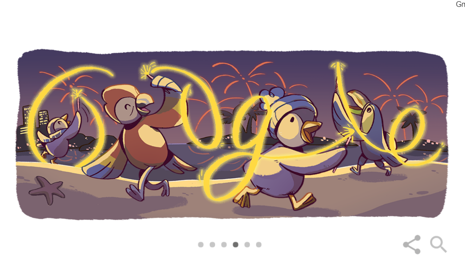 GOOGLE DOODLE. Intrarea în noul an, celebrată de Google printr-un Doodle special