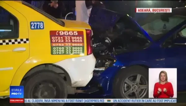 Accident în lanț în capitală, provocat de un pieton care a traversat printr-un loc nepermis