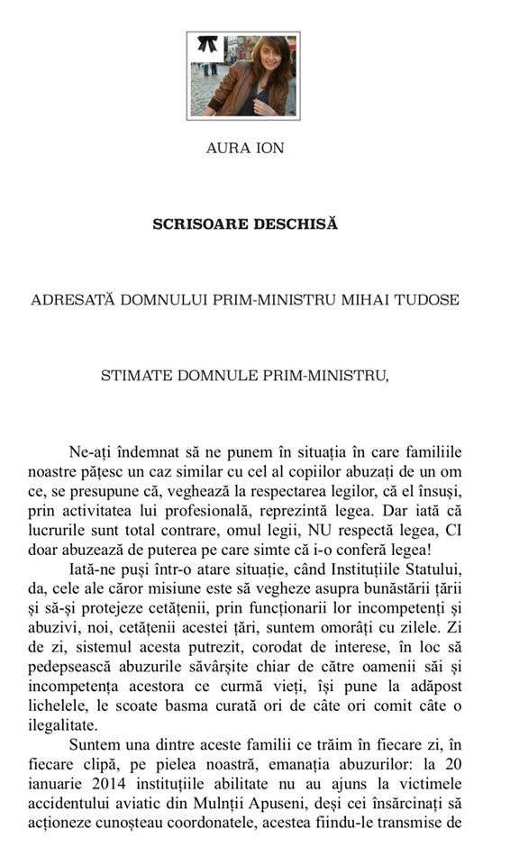 aura ion scrisoare