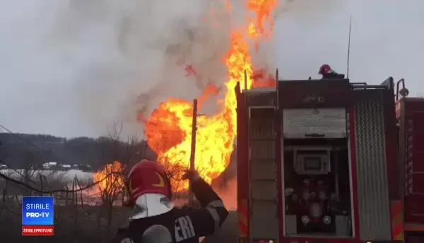 Incendiu izbucnit la o stație de pompare a gazelor, din Gorj