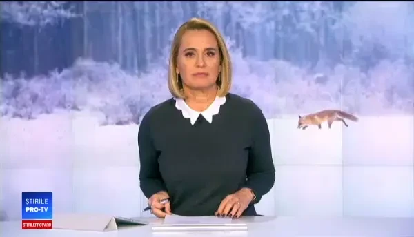 Vulpe, surprinsă cum mânca din palma unui instructor de schi