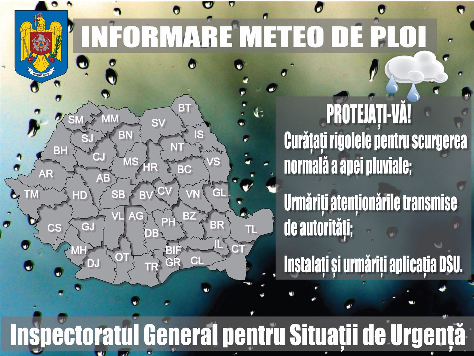 Măsuri speciale luate în contextul atenţionării hidrologice de cod galben în 15 judeţe