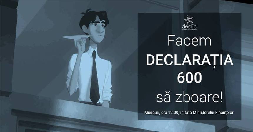 Protest cu avioane din hârtie faţă de declaraţia 600, anunţat pentru miercuri la Ministerul Finanţelor Publice
