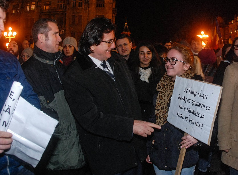 Nicolae Robu şi Vasile Paraschiv la proteste in Timisoara