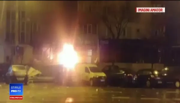 Explozie puternică la un fast-food din Capitală. 16 mașini au fost avariate