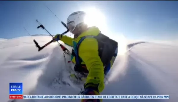 Peste o sută de pasionați de snowkiting s-au strâns la cota 2000, la Sinaia