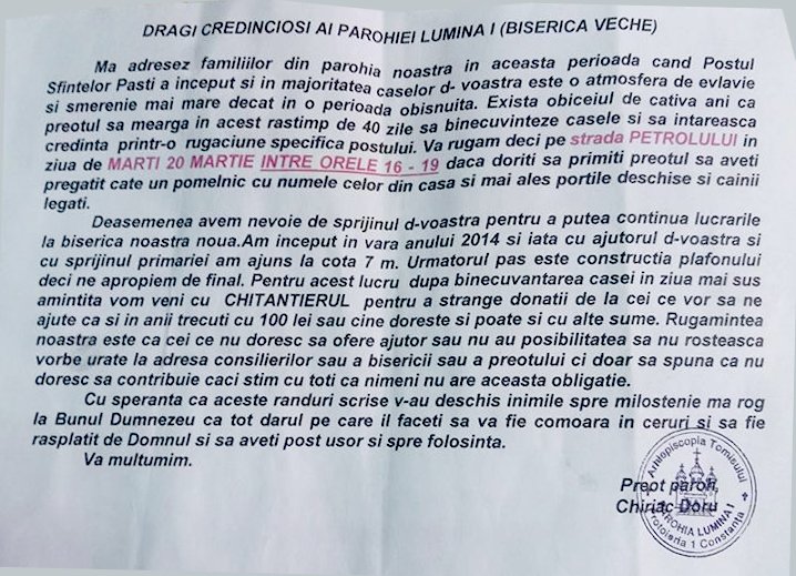 scrisoare preot