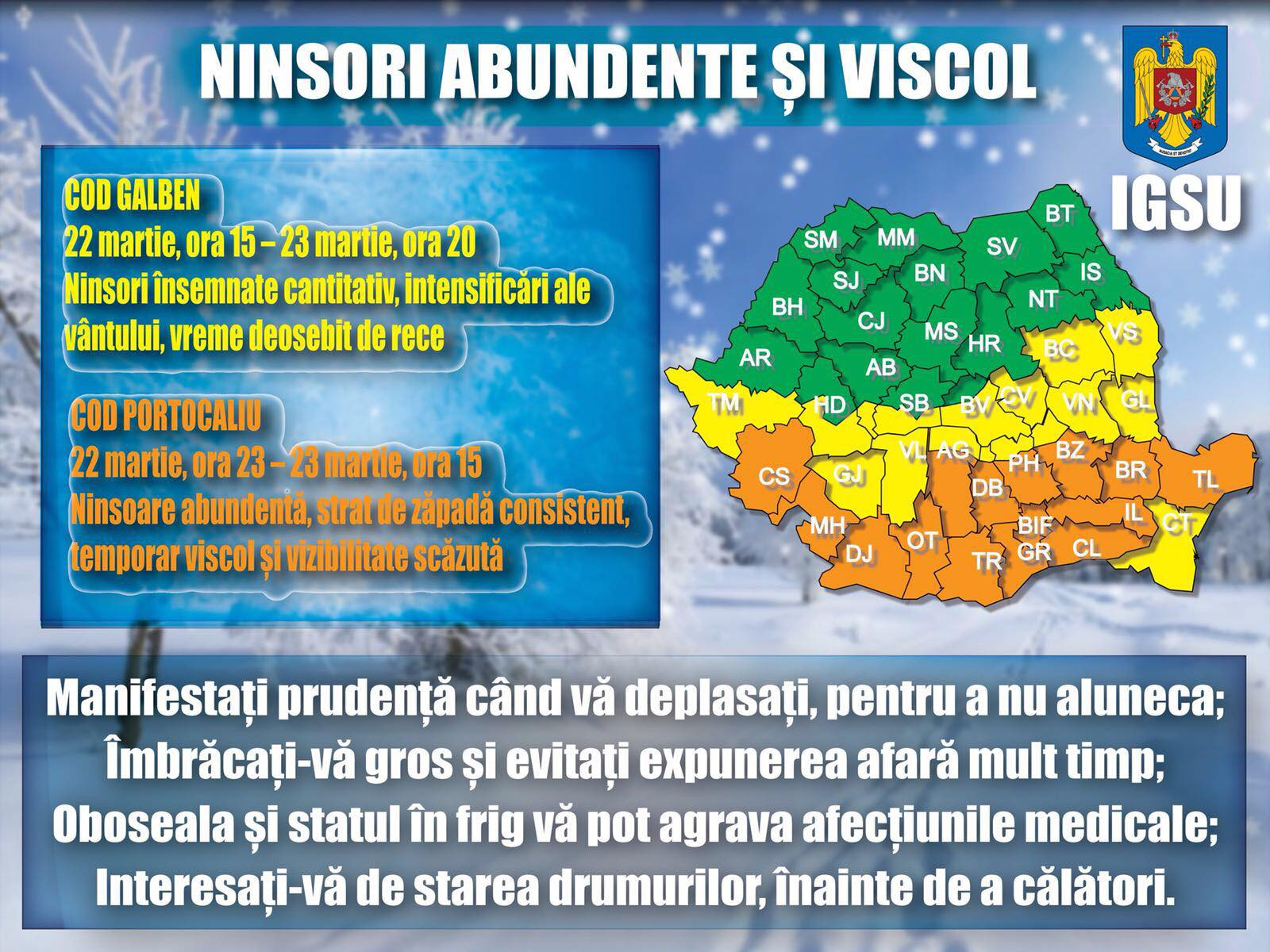 ANM: Până săptămâna viitoare vor fi temperaturi negative în aproape toată ţara, de până la -12 grade