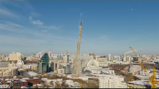3,5 milioane de dolari, pentru dărâmarea unui turn de televiziune din Rusia. VIDEO