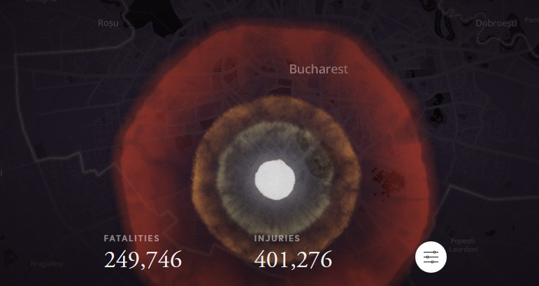Harta interactivă: efectele devastatoare în cazul unui atac nuclear asupra Bucureștiului
