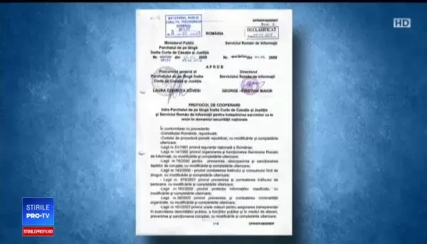 SRI a publicat protocolul încheiat cu Parchetul General în 2009. FOTO