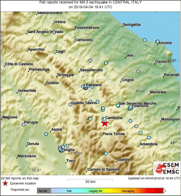 Centrul Italiei, zguduit de un cutremur de 4,7 pe Richter în cursul dimineții