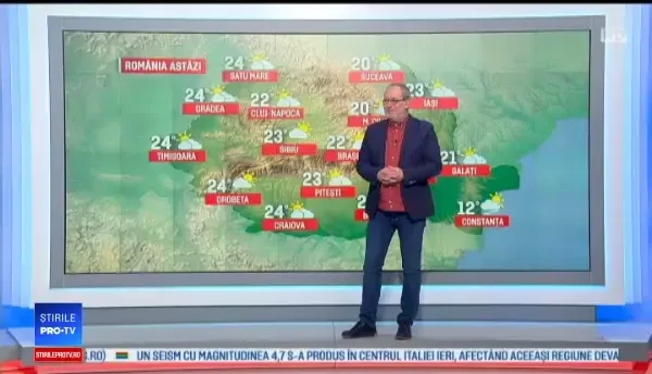 Vreme însorită în aproape toată țara. Zonele în care s-ar putea înregistra averse