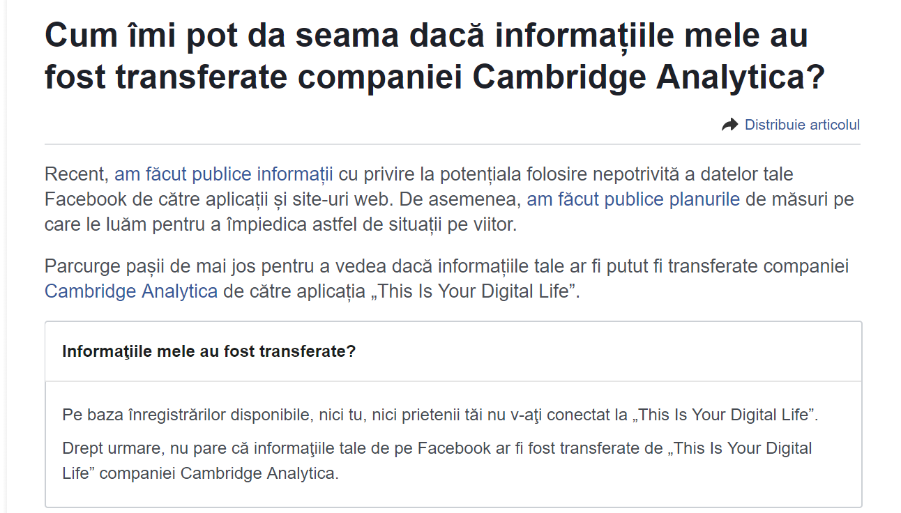 Modalitățile prin care puteți afla dacă firma Cambridge Analytica v-a preluat datele personale