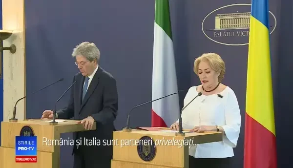 Şedinţă de guvern comună Gentiloni - Dăncilă. România şi Italia sunt parteneri privelegeaţi