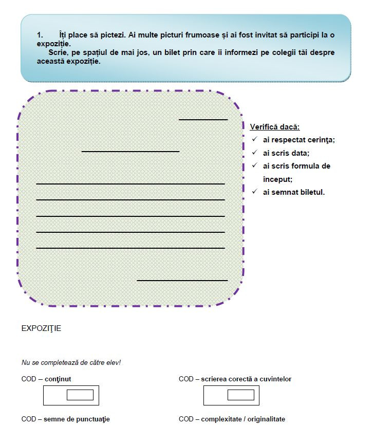 Evaluare Nationala clasa a doua romana