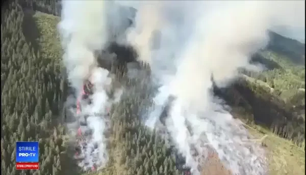 Pompierii militari au intervenit pentru stingerea unui incendiu în munții Ciucaș