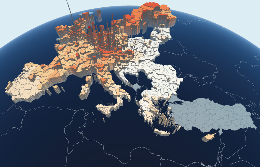 grafic PIB pe cap de locuitor pe regiuni NUTS-III
