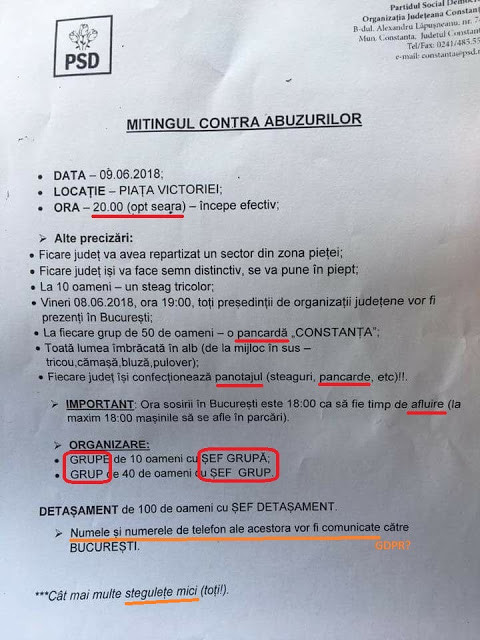 Lista indicațiilor pentru mitingul PSD, plină de greșeli gramaticale. Dexonline le-a corectat