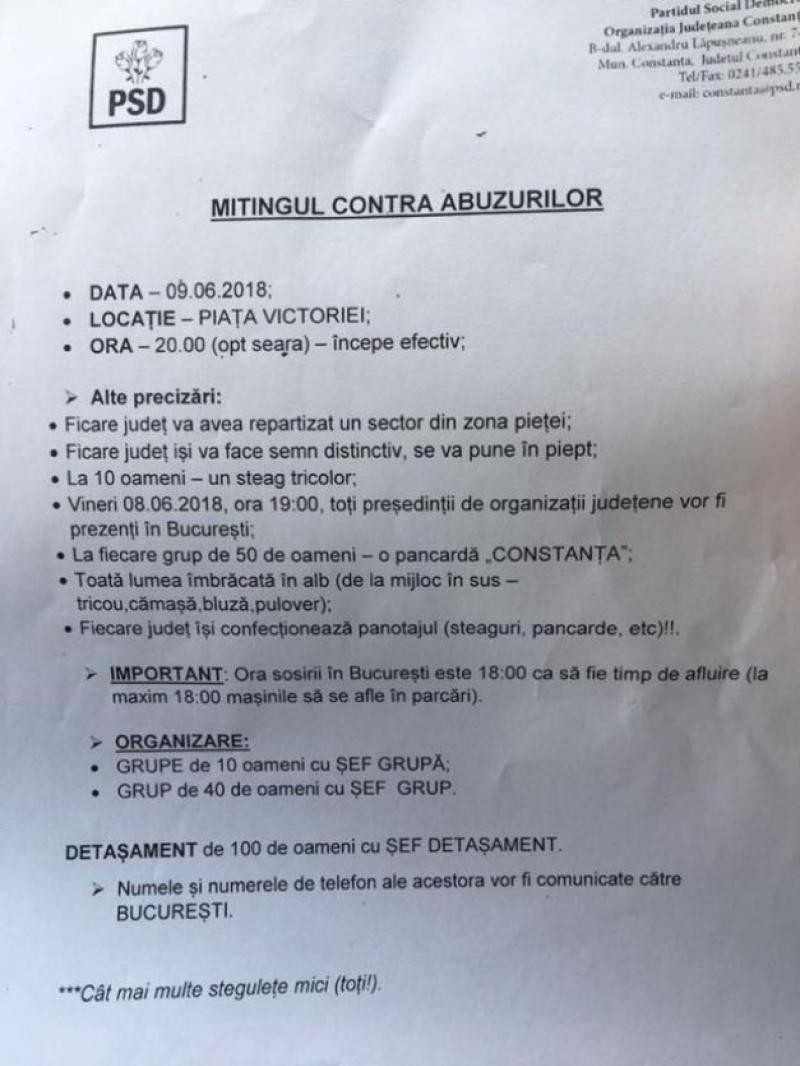 listă indicații miting PSD