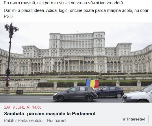 Protest inedit, lansat pe Facebook. ”Sâmbătă, parcăm mașinile la Parlament”